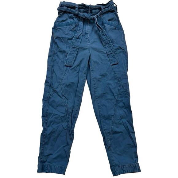 Anthropologie Pants - Anthropologie Pants Women’s O Teal Ellie Embroidered Belted Barrel Leg Utility